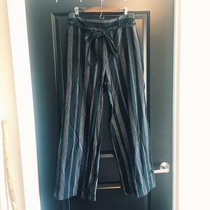 High-Waisted Tie Striped Pants